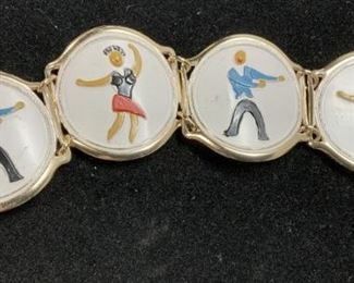 Enamel Fashion Bracelet of Dancing Figurals
