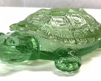 Art Glass Turtle Trinket Box W Lid
