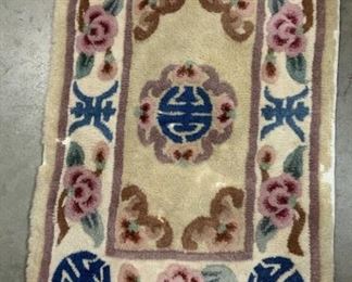 Chinese Art Deco Thick Pile Wool Accent Rug
