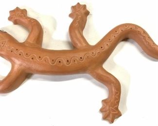 Signed Ceramic Gecko Wall Sculpture Figure

