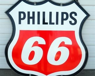 Phillips 66 Double Sided Metal Gas Station Sign, 48" High x 47" Wide
