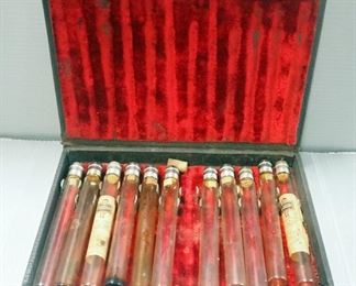 En-Ar-Co Scientific Refining Company Oil Sample Bottles, Qty 11, In Salesman's Sample Case