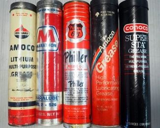 Grease Tubes, Qty 5, Brands Include Conoco, Marathon, Phillips 66, And Amoco