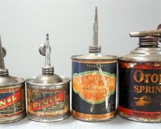 Oronite Spring Oil Can, Standard Household Lubricant, And Finol Fine Oil Cans, Qty 2