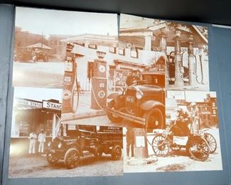 Service Station Advertising Signs And Merchandise, Includes Posters, Stickers, Decals, Checker Board, Hand Fan, Vintage Photo Prints, And More