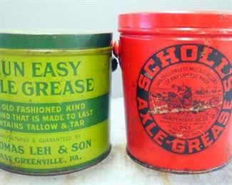 Thomas Leh & Son Run Easy Axle Grease Can, And Scholl's Axle Grease Can