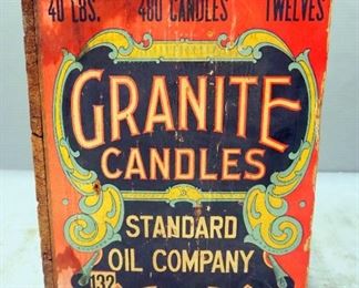 Granite Candles Standard Oil Company Wood Crate, 9.5" High x 13.25" Wide x 17" Deep