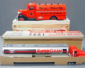 1995 Phillips 66 Toy Tanker, And Phillips 66 Vintage Truck Bank, Both In Boxes