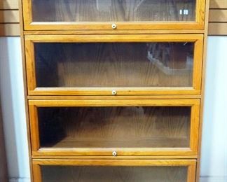 Barrister Bookcase With 4 Shelves, Some Trim Missing, 54" High x 37" Wide x 12.25" Deep