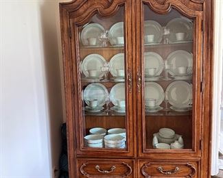 CHINA CABINET, NORITAKE CHINA, LENOX STEMWARE