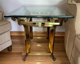 2ND GLASS & BRASS END TABLE