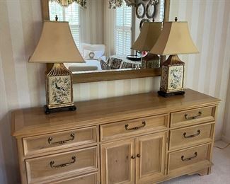 Bernhardt 9 Drawer / 2 Door Dresser (70"W x 18"D x 30-1/2"H) with Matching Mirror