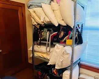 Pillows & Metal Storage Rack 