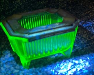 Unique Uranium Glass Ashtray 