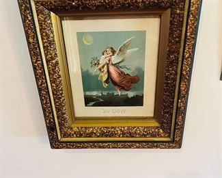 Antique Guardian Angle Framed Artwork 