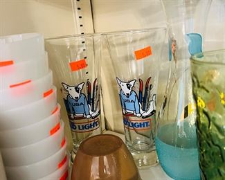 Bud Light Glasses & Milk Glass Fireking 