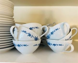 Vintage Blue Brocade Corelle Set 