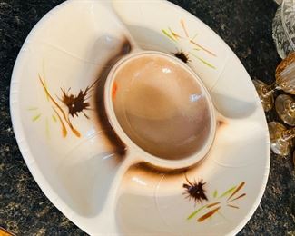 Mid Century Fifties Crudite Veggie Server Chip Dip Tray Lane & Co Ceramic