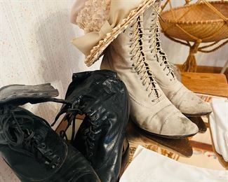 Antique boots, gloves, and hat