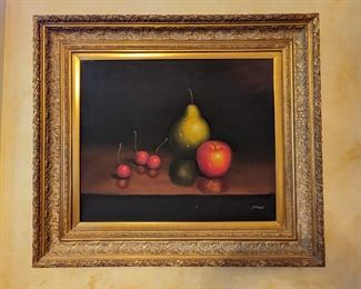 Nicely framed still life, original oil on canvas, by R. P. Bous.