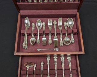 80-piece set of Gorham "King Edward" sterling silver flatware, in original wooden box.