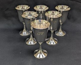 Set/6 sterling Silver Goblets, by Manchester Silver Co., Providence, RI.
