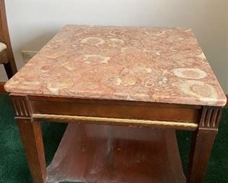 End table with marble top , set of two