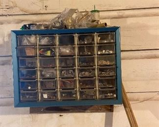 Cabinet full of nails, screws, etc