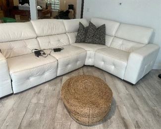 Leather sofa - reclines and foot rest 