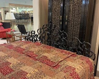 Armoire and  Wrought Iron King Headboard 