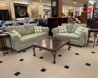 Very nice couch and loveseat!  The coffee table is solid wood 47.5" x 36"