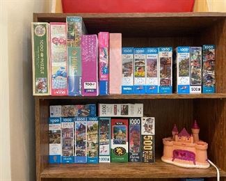 LOTS of puzzles - note the Disney light up clock!