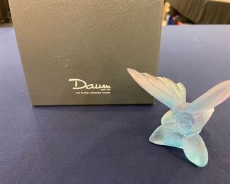 Daum Crystal Butterfly on Leaf paper weight