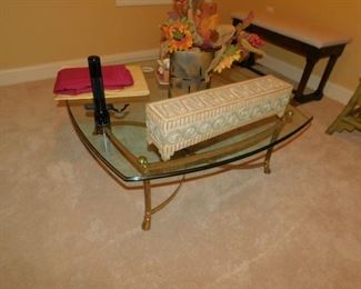 GLASS & BRASS COFFEE TABLE DECORATOR ITEMS