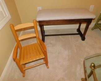 CHILDS ROCKER AND STORAGE BENCH