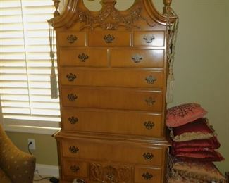 Vintage Northern Furniture Co. Broken Pediment High Boy