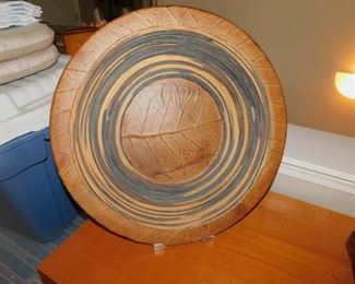 Large Art Pottery Charger On Stand