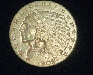 1909 Half Eagle- Gold $5 Dollar Coin