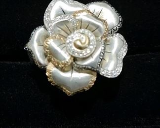 Barbara Bixby Roses Never Die 18k Gold/ Sterling and Diamond Ring