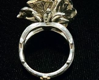 Barbara Bixby Roses Never Die 18k Gold/ Sterling and Diamond Ring