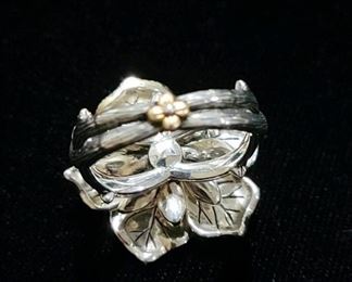 Barbara Bixby Roses Never Die 18k Gold/ Sterling and Diamond Ring