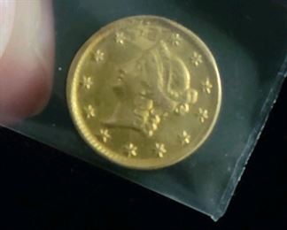 1853 Dahlonega $1 Gold Coin - Rare (has plugged hole otherwise in AMAZING condition)