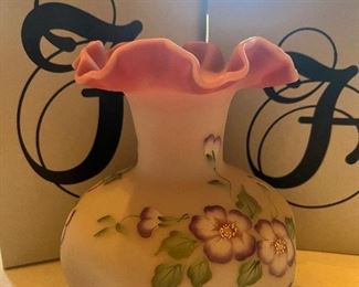 Fenton glass with dimples hand painted in original packaging