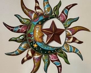 Plow & Hearth Talavera Sun Moon Stars Metal wall art