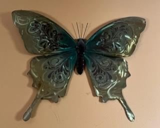 3-D Metal iridescent butterfly wall art