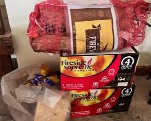 Fireside logs and firewood, unopened. 