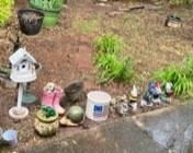 All kinds of yard decor, birdhouses, etc. 