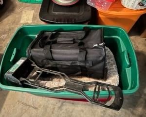 Pet carrier (new), pooper scooper, pet bed