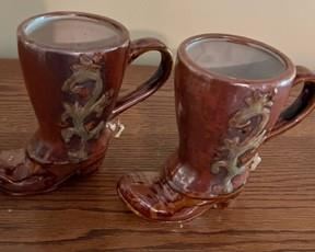 Canyon Ranch Collection Cowboy Boot hand painted ceramic mugs/steins