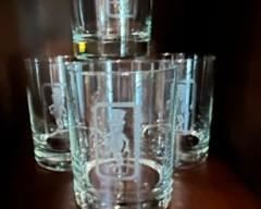 Mr. Peanut etched highball glasses, set of 4